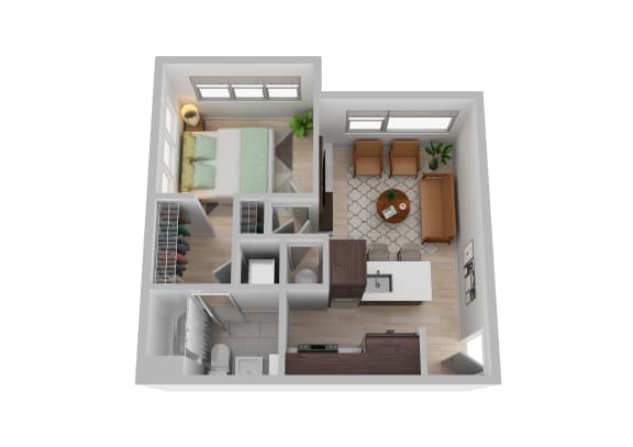 bedroom floor plan an open concept living room and kitchen with a dining room