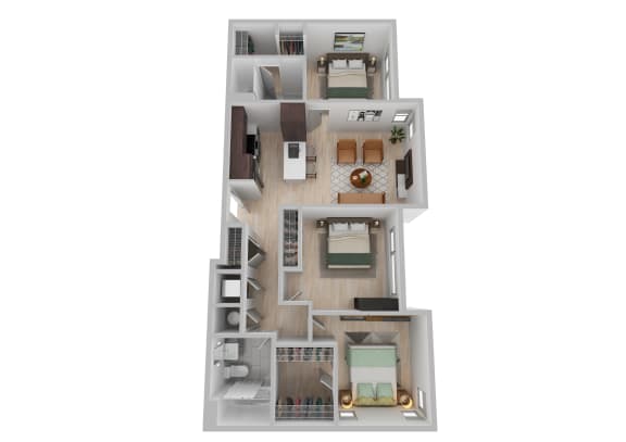 a floor plan of a 3 bedroom floor plan with an office