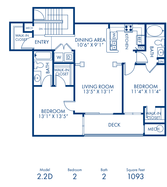 Floor Plan  2BR 2BA 1093 sq ft