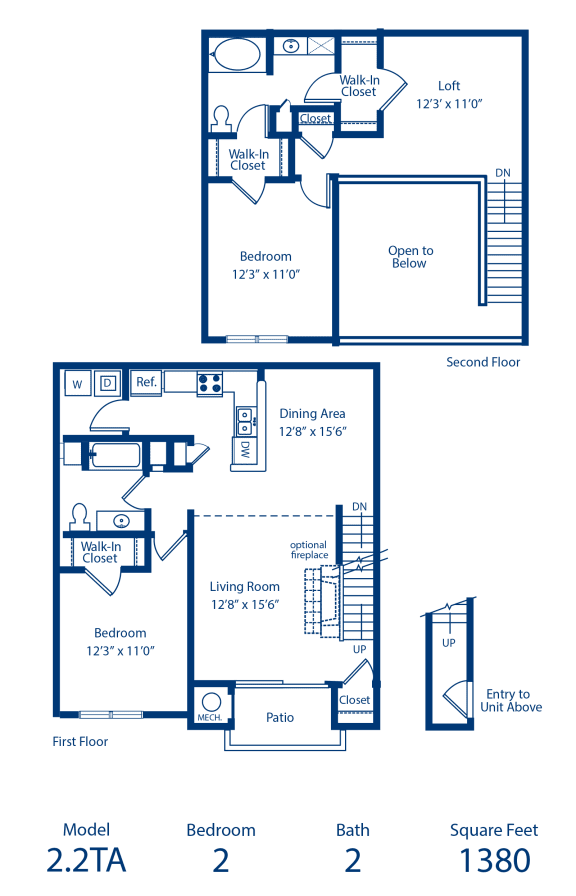 1380-Square-Foot-Two-Bedroom-Two-Bathroom-Townhouse-Income-Restricted-Floorplan-Available-For-Rent-Haven-Largo