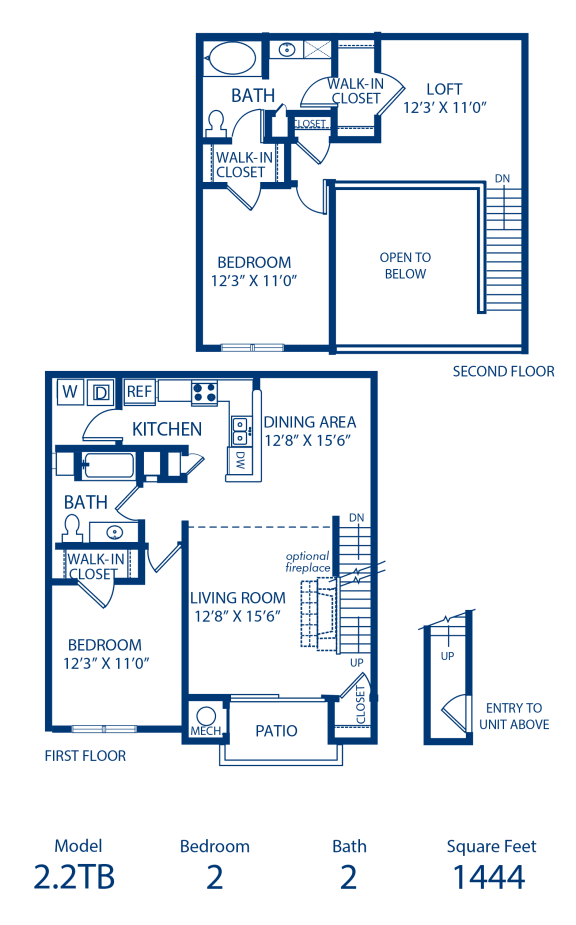 1444-Square-Foot-Two-Bedroom-Two-Bathroom-Townhouse-Income-Restricted-Floorplan-Available-For-Rent-Haven-Largo