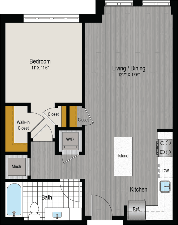 a floor plan of a room with a bedroom and a living room