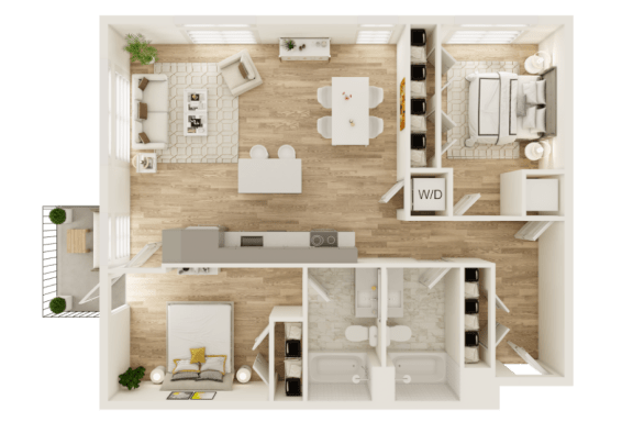 a1 floor plan  1 bedroom with 2 baths