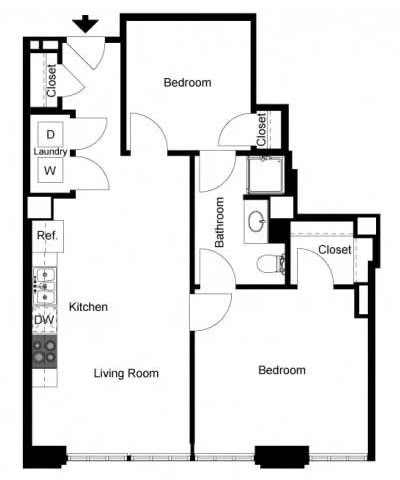 Floor Plan  a floor plan of a house with a bedroom and a living room