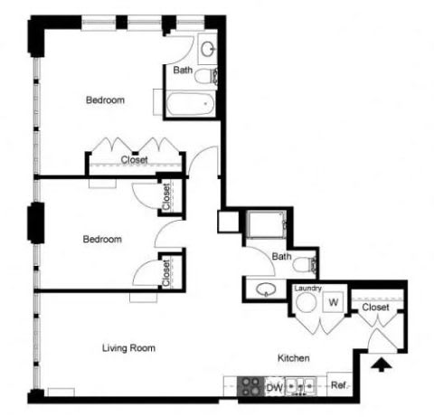 Floor Plan  a floor plan of a house with a bedroom and a living room