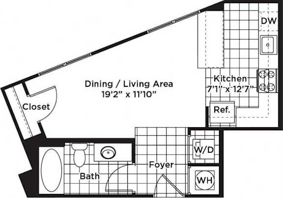 a floor plan of a bedroom apartment with a bathroom and a living room