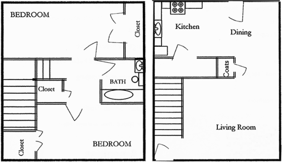 2BR 1BA Townhome