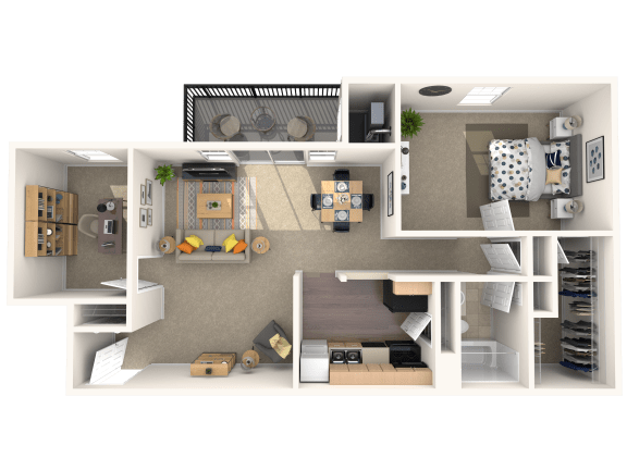 Slate With Den 1 Bedroom 1 Bath