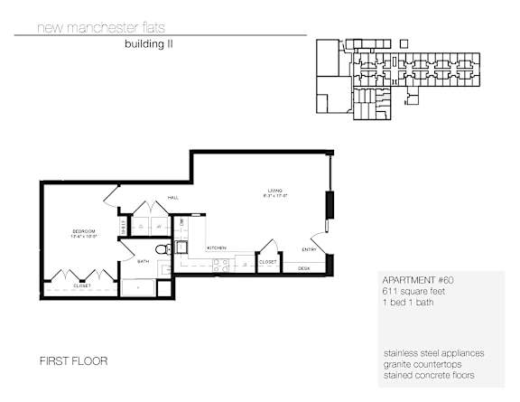 A floor plan for an apartment in a New Manchester flats building.