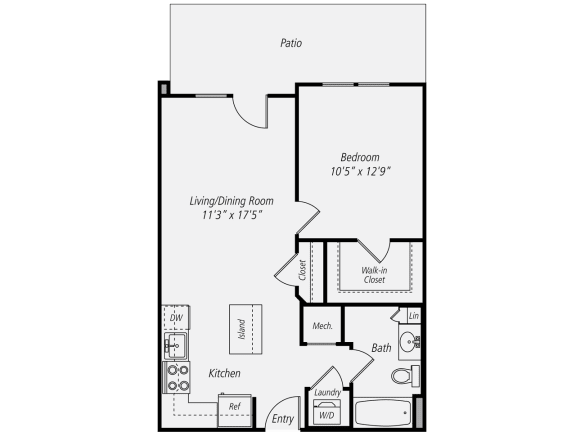 1BR 1 BA - Patio