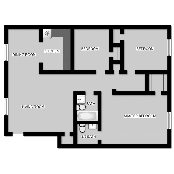 the floor plan of a room with a bedroom and a living room
