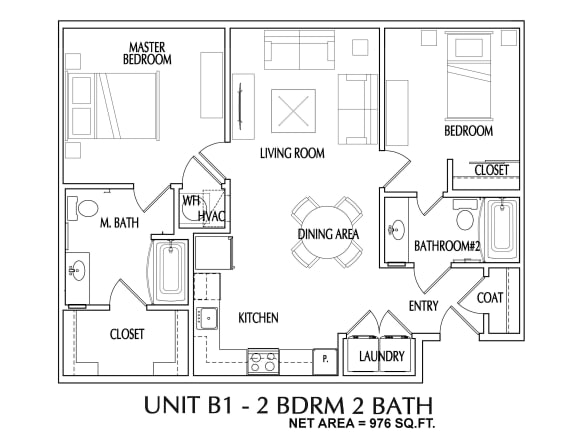 2 bedroom 2D Floorplan-Oleanders at Broadway