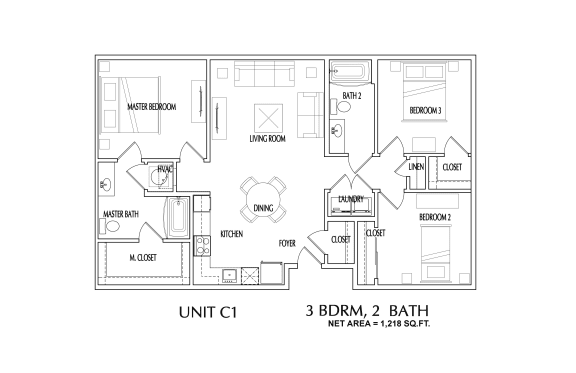 3 bedroom  2D Floorplan-Oleanders at Broadway