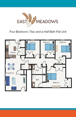 4 bedroom 2 5 bath flat unit, East Meadows