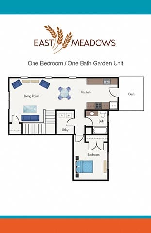 1 Bedroom 1 Bath-2D Floorplan, East Meadows San Antonio TX
