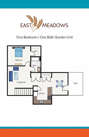 1 Bedroom 1 Bath-2D Floorplan-East Meadows San Antonio TX