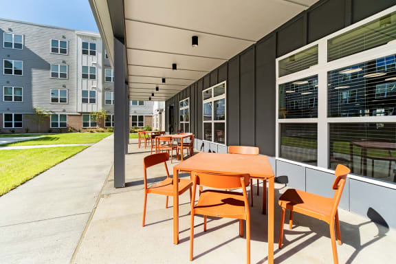 Patio seating at South City Senior Apartments in Memphis, TN