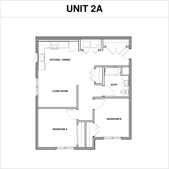 2 Bedroom 2 Bath 2D Floorplan-Parque Vista, Los Angeles, CA
