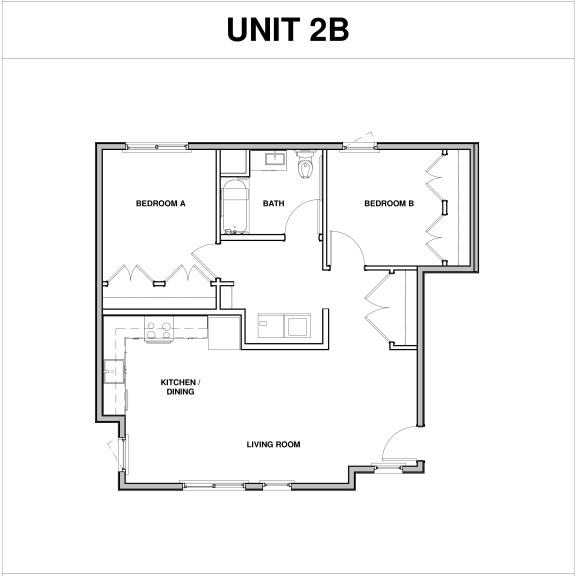2 Bedroom 2 Bath2B 2D Floorplan-Parque Vista, Los Angeles, CA