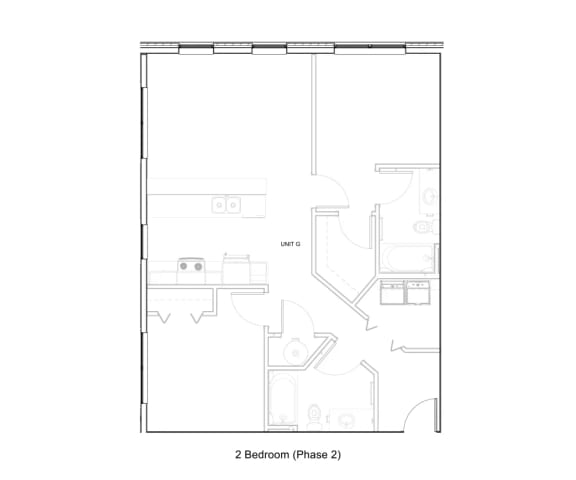 West Park Apartments floor plan of a 2 bedroom garden apartment