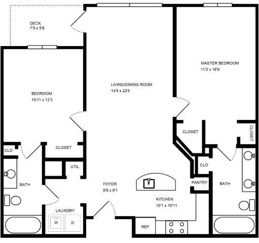 2 bed 2 bath Fenton Floor Plan at The Beacon at Waugh Chapel, Maryland, 21054