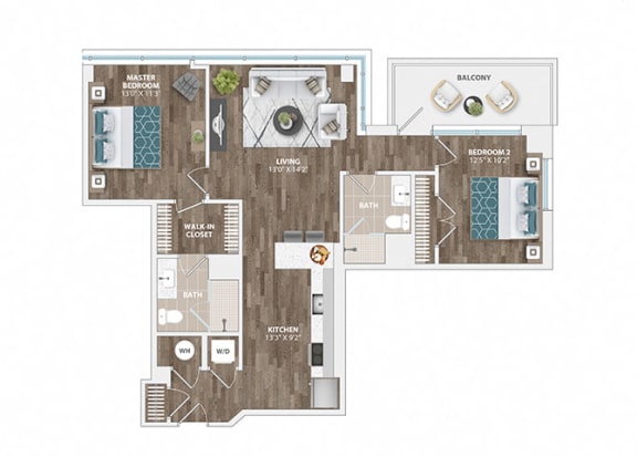 B3B Floor Plan at Sinclaire on Seminary, Alexandria