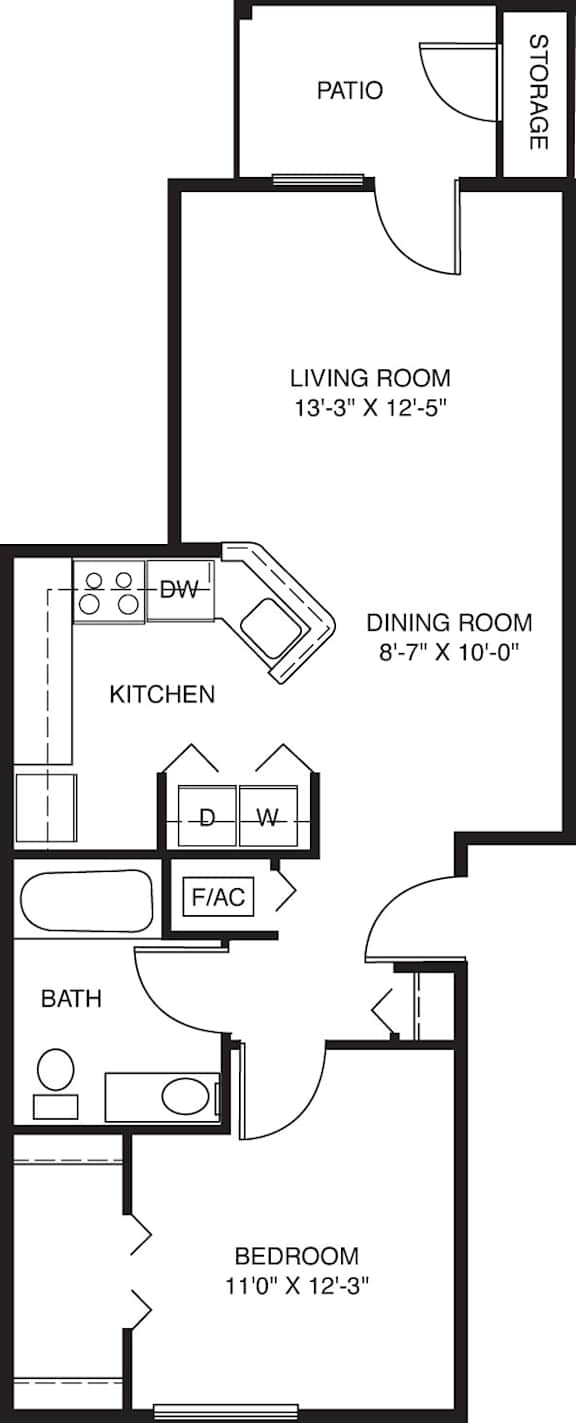 a floor plan of a small house with a bedroom and a living room