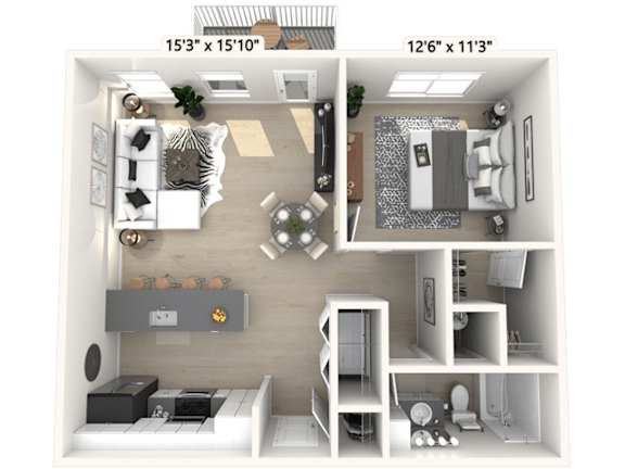 a 1 bedroom floor plan  lofts on the park