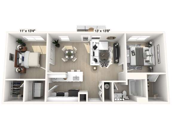 a 3d floor plan of a house with a bedroom