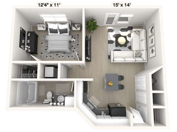 a 1 bedroom floor plan  2100  950 sq ft