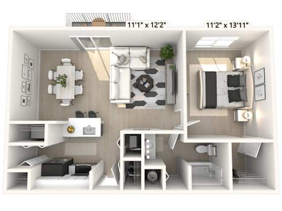 a 1 bedroom floor plan  studio