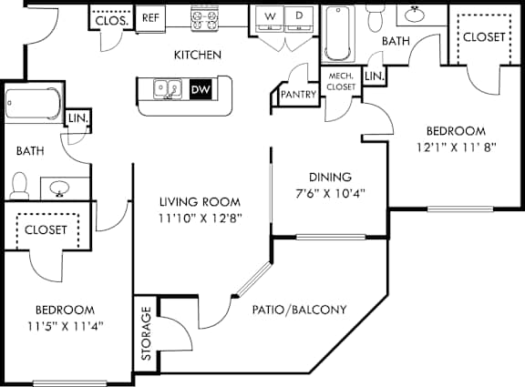A black and white image of a floor plan for a house.