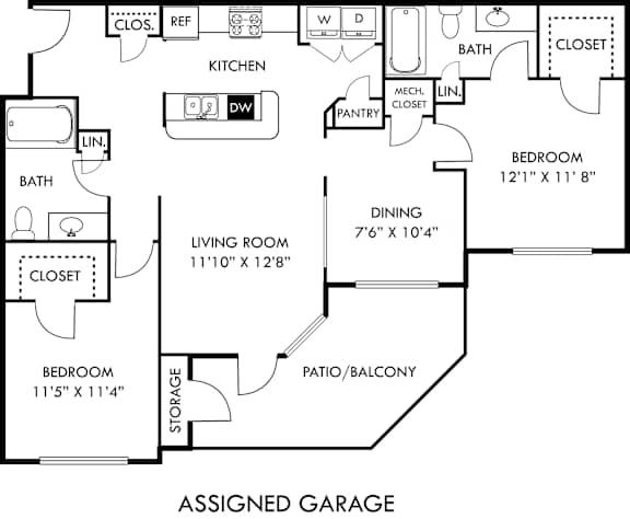 A floor plan of an Assigned Garage.