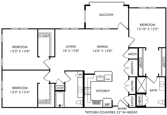 a floor plan of a home with two bedrooms and two bathrooms