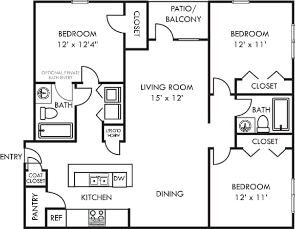 A black and white image of a house floor plan.