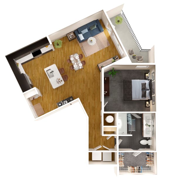 a floor plan of a home with a bedroom and a living room