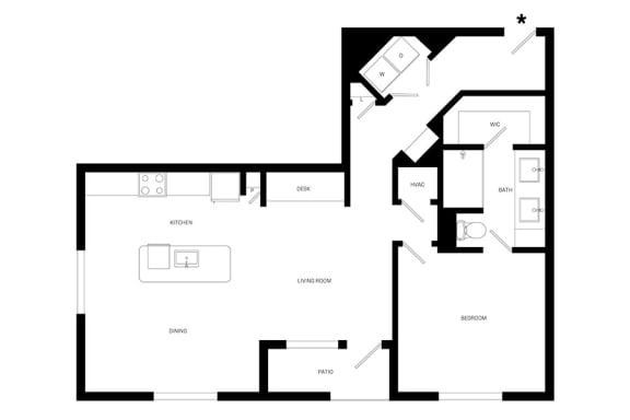 a floor plan of a house with a diagram of a living room and a bedroom