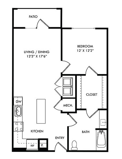 a floor plan of a small house with a bedroom and a living room