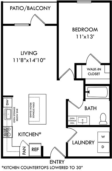a floor plan of a small house with a kitchen and a living room