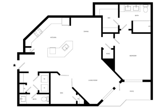 floor plan of the upper level of the apartment
