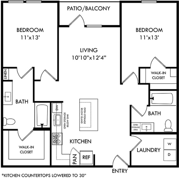 a floor plan of a house with two bedrooms and a bathroom