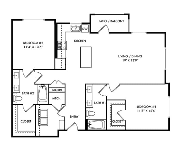 a floor plan of a house with bedrooms and a living room