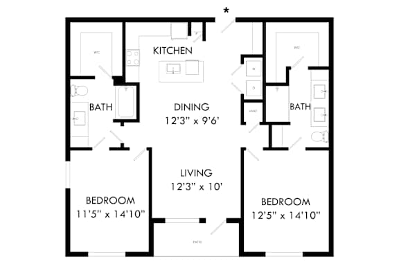A black and white image of a floor plan for a house.