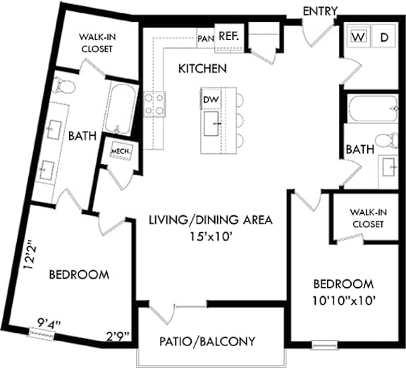 A black and white image of a house floor plan.