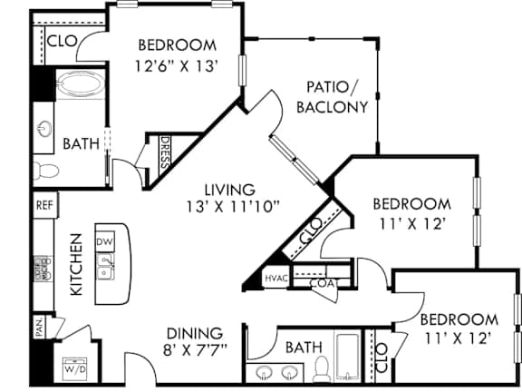 A black and white image of a house floor plan.