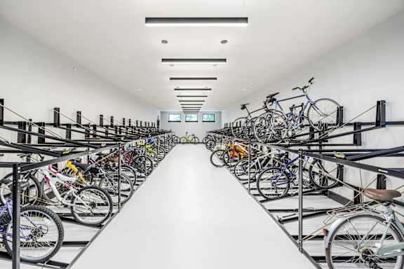 A bike shop with many bicycles on display.
