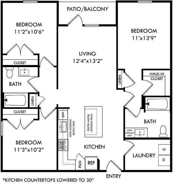 a floor plan of a house with two bedrooms and a bathroom