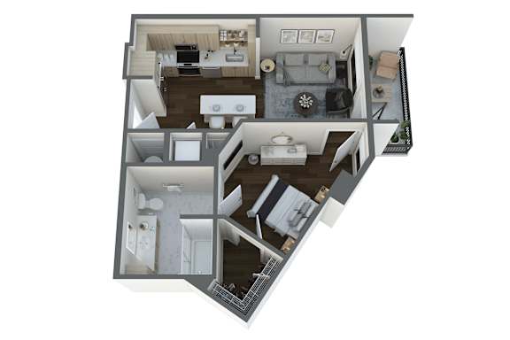 3d floor plan of a 2100 sq ft apartment