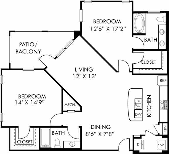 A black and white image of a floor plan for a house.
