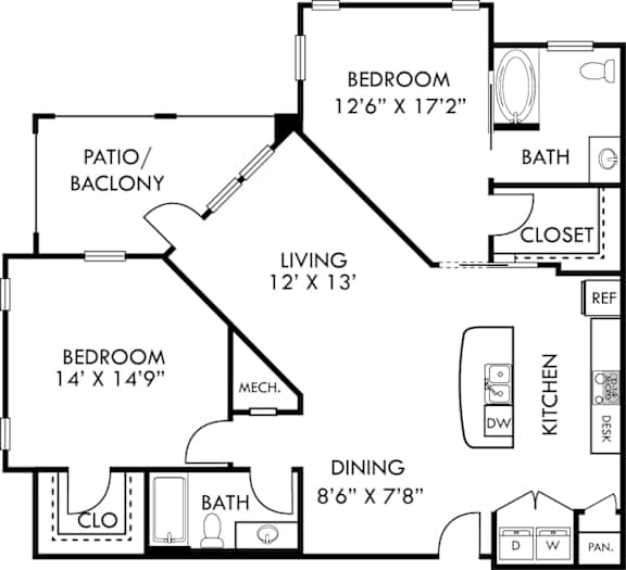 A black and white image of a house floor plan.